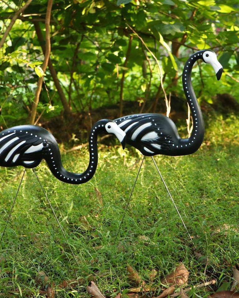 2- Skeleton Yard Flamingos