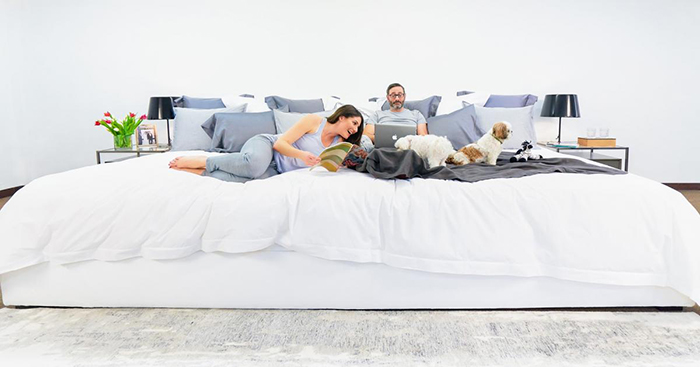 5 Couple-with-Dogs-on-Ace-Collection-12-foot-Bed