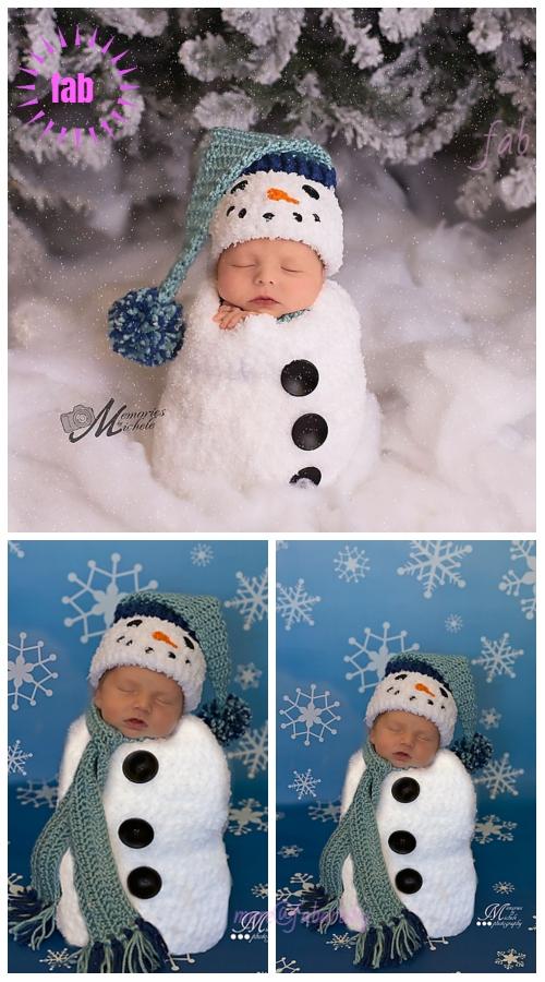 Noel-Crochet-bébé-bonnet-bonhomme-neige-1
