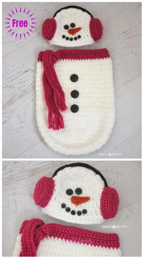 Noel-Crochet-bébé-bonnet-bonhomme-neige-2