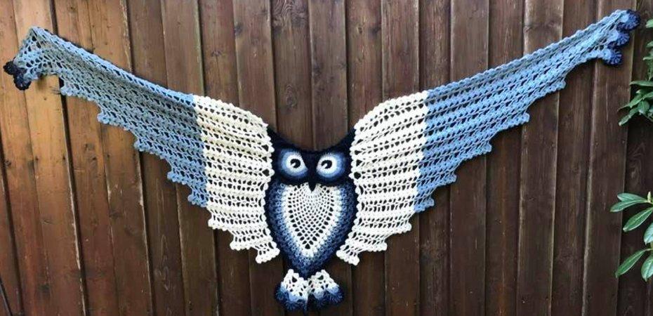 Ce Patron Vous Permet De Crocheter Un Chale Avec Une Jolie Chouette Gratuit Et Payant Trucs Et Astuces A Faire A La Maison