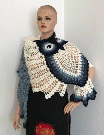 crocheter-châle-avec-chouette-6