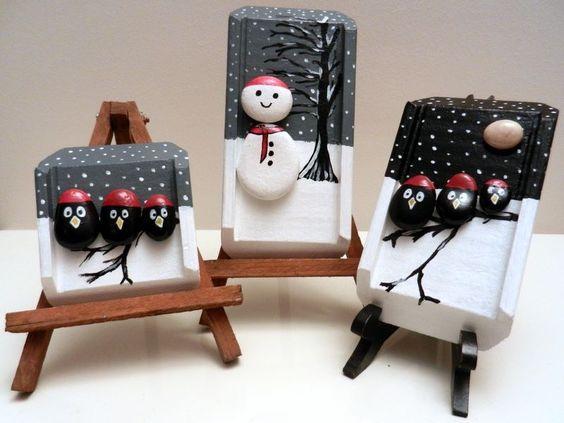 idée-de-peinture-sur-galets-pour-noël-couronne-de-noël-92