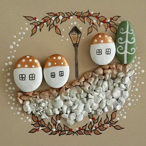 idée-de-peinture-sur-galets-pour-noël-couronne-de-noël-97