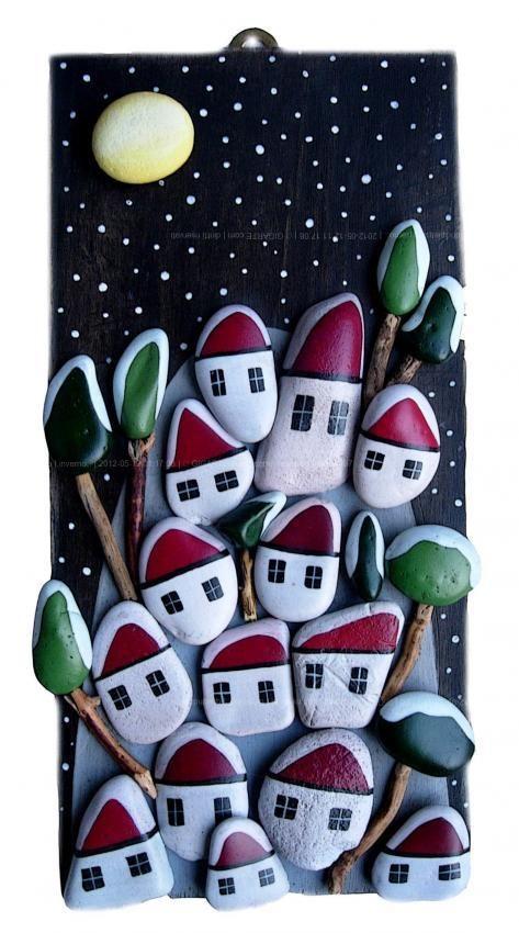 idée-de-peinture-sur-galets-pour-noël-couronne-de-noël-992