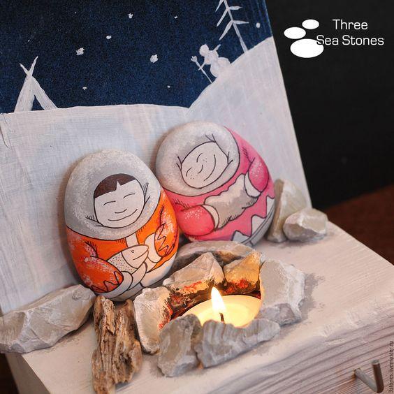 idée-de-peinture-sur-galets-pour-noël-couronne-de-noël-994